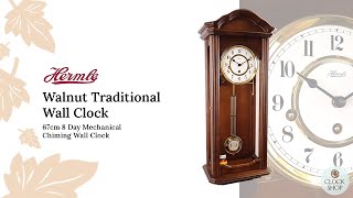 67cm Walnut 8 Day Mechanical Chiming Wall Clock By Hermle [upl. by Rodolph30]