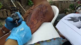 KOI FISH HALF SLEEVE TATTOO TIMELAPSE PART 1 [upl. by Jock311]