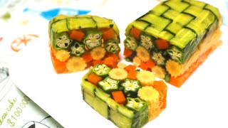 ひんやり美味しい♪コンソメで夏野菜のさっぱりテリーヌ 作り方 Terrine Recipe［ASMR有］【パンダワンタン】 [upl. by Hemetaf871]