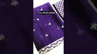 Soft pure silk saree with embroidery sequence cut workshorttrendingclothingreelsareelatest [upl. by Corette900]