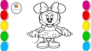 Cute Minnie Mouse Drawing for kids Painting and Coloring for kids  Toddlers Lets Draw Together [upl. by Aitas851]