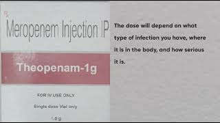 Theopenam1g  Meropenem injection 1000 mg IV Antibiotic  severe infections [upl. by Roger]