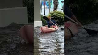 Local Takes to His Kayak as Historic Rain Floods Carolina Beach [upl. by Anaila959]