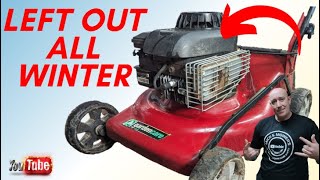 lawn Mower wont start after sitting all winter SIMPLE FIX [upl. by Drofyar672]