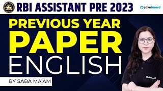 RBI Assistant Previous Year Question Paper English  RBI Assistant English By Saba Gani [upl. by Easter]