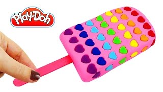 DIY Making PlayDoh Ice Cream Popsicle with Rainbow Hearts [upl. by Cohette]