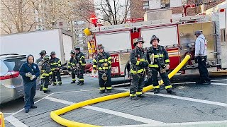 FDNY BOX 1280  FDNY RESPONDING TO amp OPERATING AT A VERY QUICKLY KNOCKED DOWN COMPACTOR ROOM FIRE [upl. by Solracsiul]