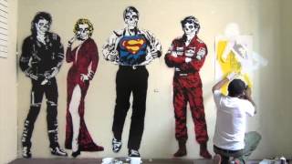 Stencil Graffiti Art  Michael Jackson Marilyn Monroe Amy Wine House [upl. by Jorrie]