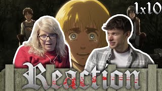 SHOWING MY MOM ATTACK ON TITAN  1x10  REACTION [upl. by Aelber]