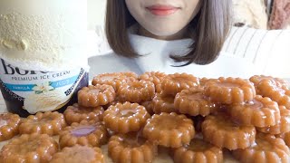 【咀嚼音】韓国ASMRで話題の薬菓をアイスクリームとホイップクリームで食べる【EATINGSOUNDS】 [upl. by Emmery]