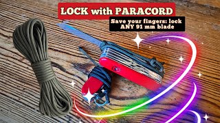 The SwEDC Ricasso PARACORD BLADE LOCK  lock any VICTORINOX 91 mm WITH PARACORD CHAMP TINKER HUNTER [upl. by Leahicm]