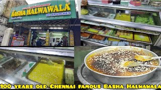 100 years old Basha Halwawala Triplicane street food vlog l Chennai famous dam ka roat amp badam halwa [upl. by Shuler]