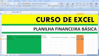 Curso de Excel Planilha Financeira Básica Finanças Controle Financeiro Pessoal gastos pessoais [upl. by Ylsew]