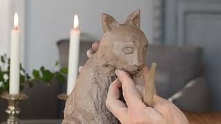 How to make a Cat in clay Make bigger sculptures by cutting in half catsculpture clay sculpting [upl. by Omocaig855]