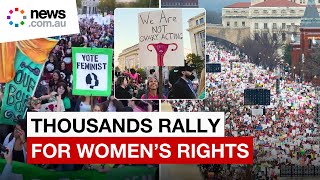 Thousands rally for womens rights ahead of US presidential election [upl. by Schecter238]