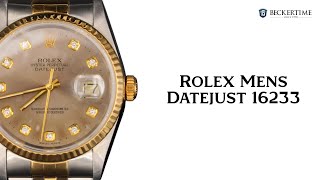 Mens Rolex TwoTone Datejust Factory Slate Gray Diamond Dial 16233 [upl. by Zulema]