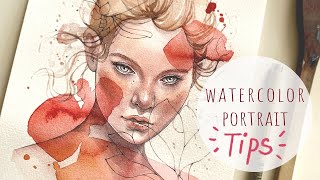 TIPS for watercolor portraits  my PAINTING PROCESS [upl. by Franci]