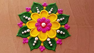 simple rangoli design small rangoli designBeautifulrangoli design💜💜attractive rangoli [upl. by Esau943]