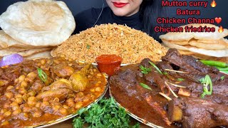 ASMR EATING MUTTON CURRYPURICHICKEN CHANNA MASALACHICKEN FRIEDRICE [upl. by Kalb364]