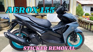 AEROX 155 STICKER REMOVAL 2024  CYAN STORM [upl. by Thorlie]