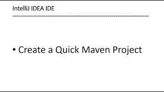 Create a Maven Project in IntelliJ IDEA [upl. by Candida576]