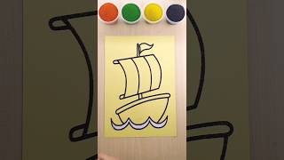 Sand painting Ship art sandart shorts kidscoloring [upl. by Fugere]