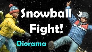 Snowball Fight Winter diorama tutorial 135 scale [upl. by Aizirk]