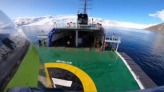 Epic Helicopter Flight in Antarctica over glaciers and snow covered mountains Ross Sea [upl. by Mirth]