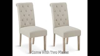 ZOEY 2PCS Upholstered Dining Chair  BEIGE  22459 [upl. by Qahsi]