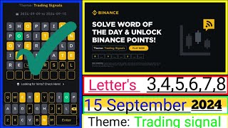 Binance Word of the Day Answer Today 15 September8 Letter Binance Word of the Day Answer [upl. by Arvad810]