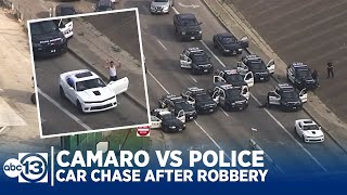 RAW CHASE VIDEO Camaro vs Police After Game Stop Robbery in Houston [upl. by Skiba]