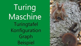 Turingtafel und Konfiguartion einer Turingmaschine mit Graph und Beispiel [upl. by Alejna]