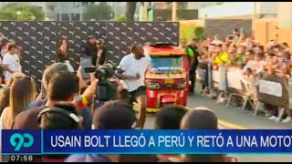 Usain Bolt llegó al Perú y retó a una mototaxi Video [upl. by Eustazio]