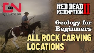 Red Dead Redemption 2  All Rock Carving Locations  Geology for Beginners Mission [upl. by Llewkcor]