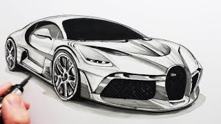 How to Draw a Sports Car The Bugatti Divo [upl. by Hallie]