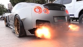 1750HP Nissan GTR FROM HELL Start Revs amp FLAMES [upl. by Ahsineb]