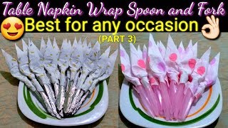 PAPER NAPKIN FOLDING SILVERWARE Tutorial part 3 BEST FOR ANY OCCASION [upl. by Deering]