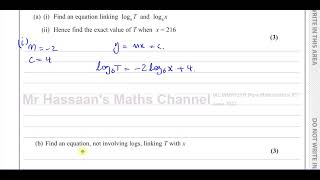 WMA1301 Edexcel IAL P3 June 2023 Q2 Exponentials amp Logarithms Straight Lines [upl. by Idissak866]