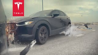 Tesla Full SelfDriving vs HighSpeed Crash [upl. by Maurreen989]