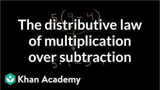 The distributive law of multiplication over subtraction  PreAlgebra  Khan Academy [upl. by Hild]