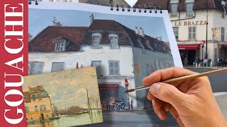 Peindre le Port Marly comme Sisley  Gouache en Timelapse et Réflexions Inspirées [upl. by Viveca]