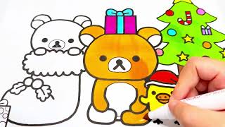 Rilakumma Christmas coloring video  Christmas coloring pages for kids [upl. by Aicenod]