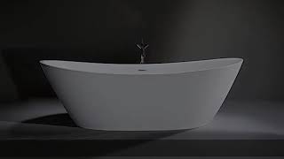 Empava 67quot Acrylic Freestanding Bathtub Soaking SPA Tub Modern Stand Alone Bathtubs in White SA1518 [upl. by Kinny]