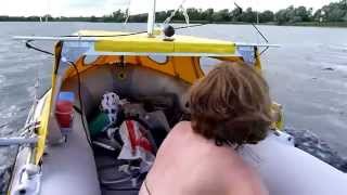 Intex Mariner with sail and cabin diy homemade inflatable sailboat dinghy Schlauchboot [upl. by Edrei]