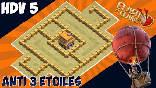 HDV 5 GDC anti 3 étoiles 2020 AVEC LIEN  BASE DE GUERRE  Clash of Clans [upl. by Ahsuatan512]