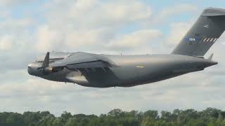 NATO Strategic Airlift Capability Boeing C17 Globemaster III 01 Wing Wave departing RIAT 2024 [upl. by Saffier]