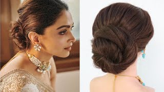 simple low bun hairstyle for saree  hairstyle for ladies [upl. by Hairahcaz]