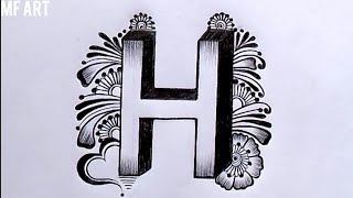 3d Drawing letter H on paperHow to write easy art for beginnersPencil Drawingbeautiful H drawing [upl. by Cutlor]