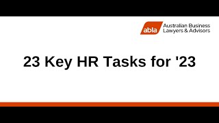 23 Key HR Tasks for 23 webcast [upl. by Eellek]