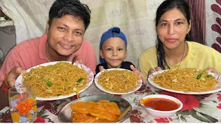 Chow mein eating challenge with family ￼jalebi  challenge chowmein jalebi spicy [upl. by Irod378]